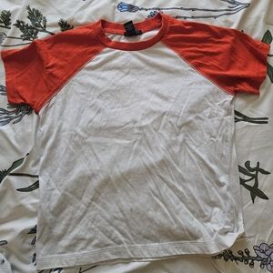 Forever 21 Kids Orange and White Raglan Tee